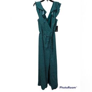 AIDAN V Neck Emerald Wrap Dress / Women Size 14